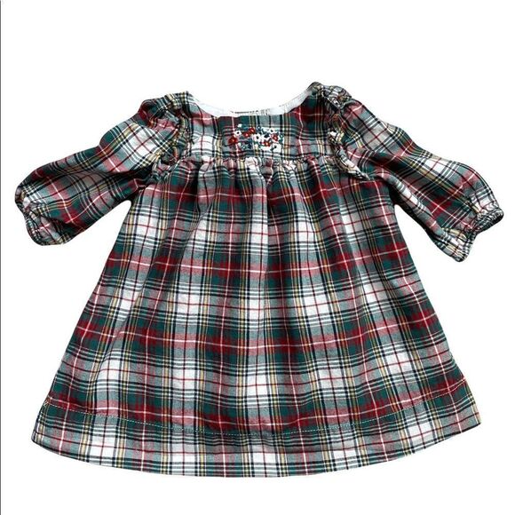 Gap Baby Girl Plaid Dress w Embroidered Floral for 0-3 Months, 100% Cotton - Picture 1 of 8